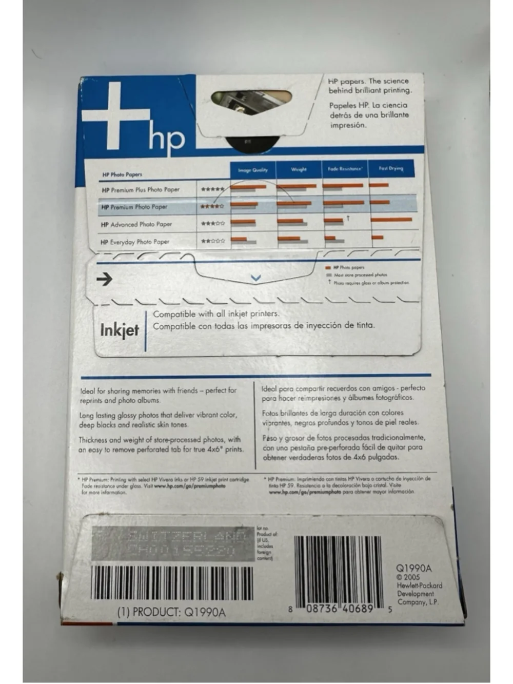 HP Premium GLOSSY 4X6 Ink Jet Picture Photo Paper 100 SHEETS Papel Fotografico